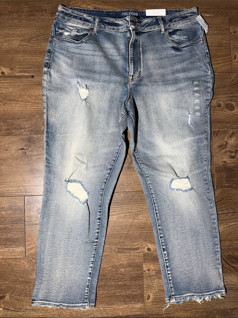 Maurices Distressed Straight-Leg Jeans – Light Wash – Women’s 22W Regular